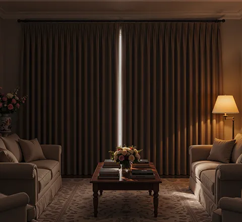 Blackout curtains in a living room
