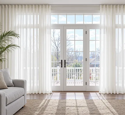 Blackout curtains in a living room